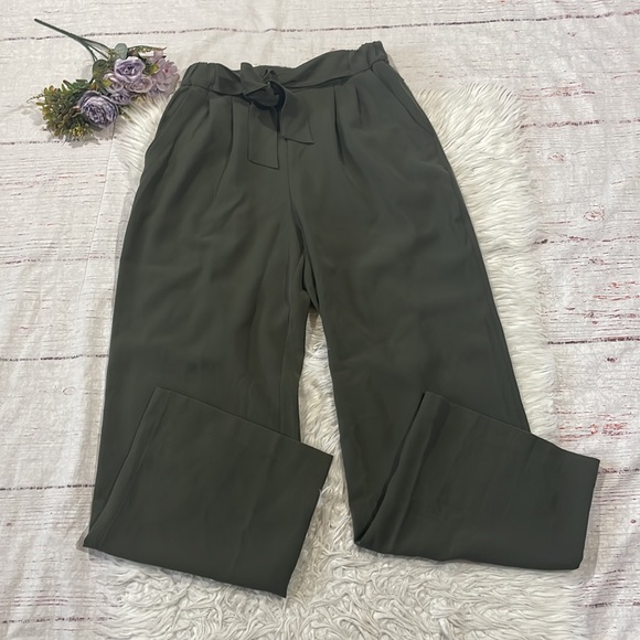 Lululemon Noir Pants Dark Olive Tie Waist Wide Leg High Rise - Picture 2 of 12